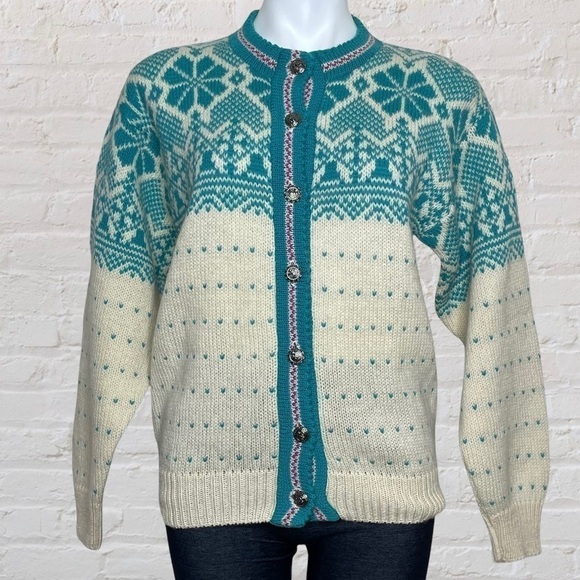 Vintage ALPS Fair Isle Wool button down sweater dead stock medium - Picture 2 of 9